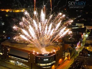 Drone photo of Maidstone River Festival Fireworks 2023